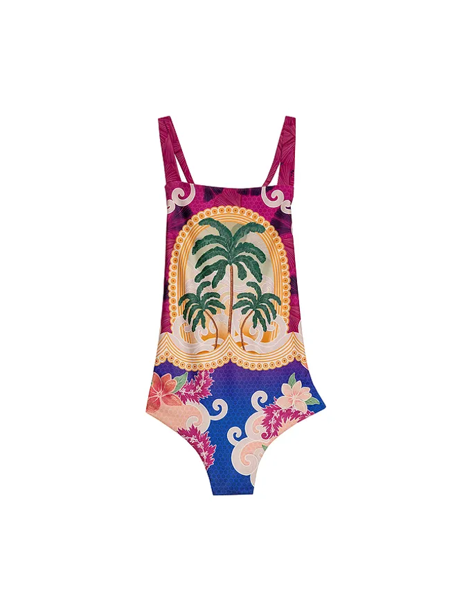 Agua Bendita Agua Bendita AMINA THAMAR ワンピーススイムスーツ - Burgundy,Blue.の商品画像