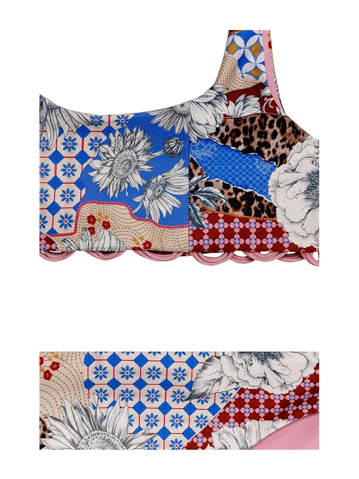Agua Bendita DOLCE QUILT ビキニセット - Blue,Burgundy. - 画像3