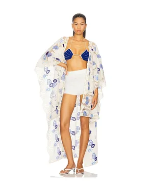 Agua Bendita DARA ローブ - Ivory,Blue. - サムネイル4