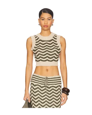 Agua Bendita EMORY スリーブレストップス - Olive,Beige. - サムネイル1