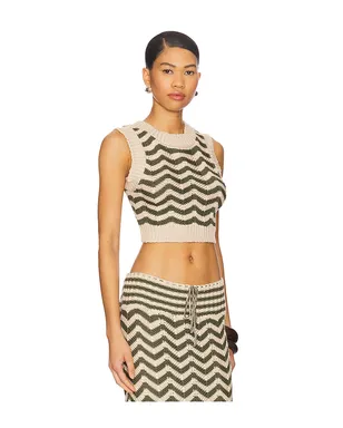 Agua Bendita EMORY スリーブレストップス - Olive,Beige. - サムネイル2
