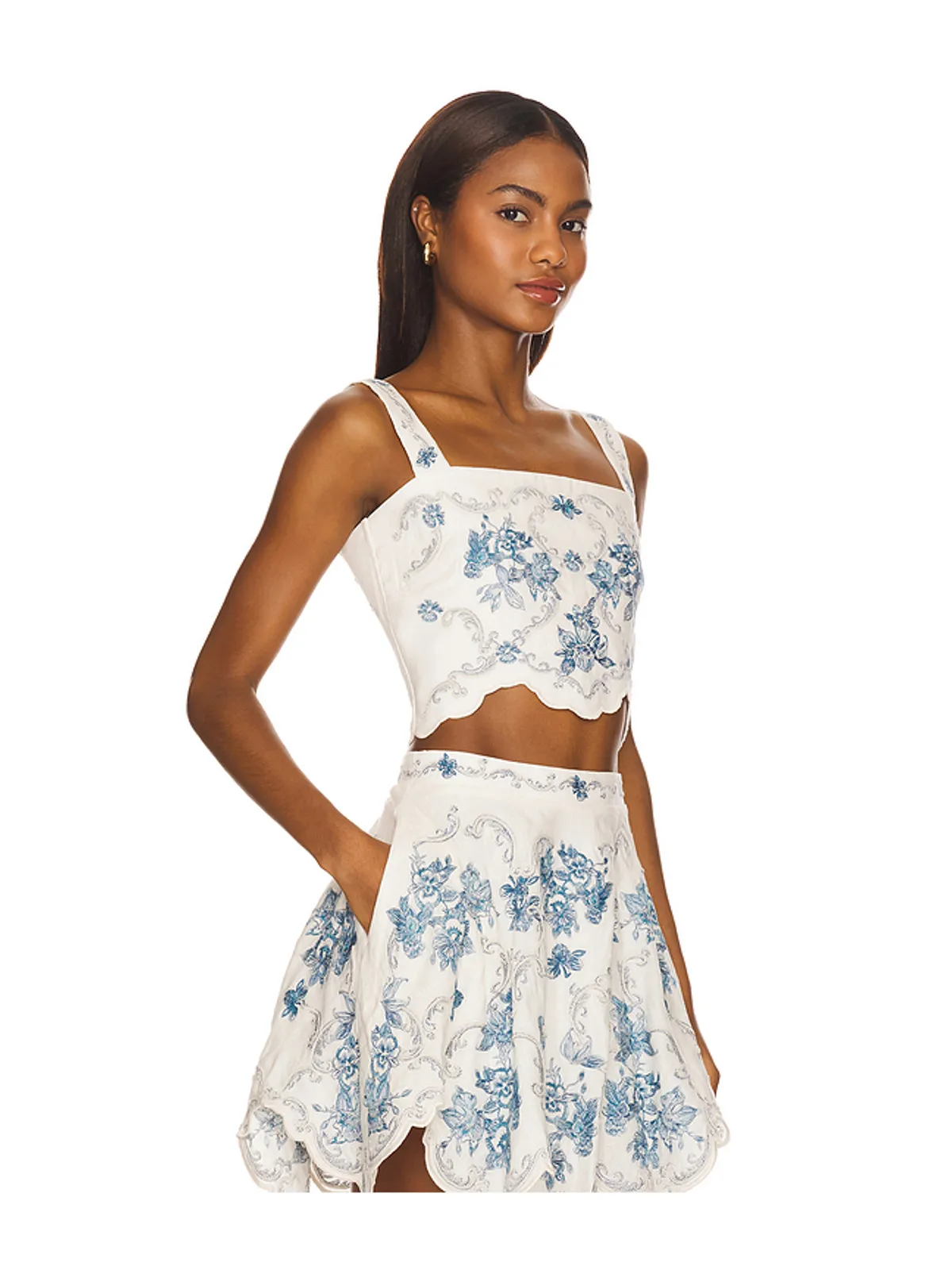 Agua by Agua Bendita LUCIANA スリーブレストップス - White,Blue. - 画像2