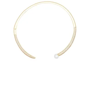 By Adina Eden PAVE X PEARL OPEN COLLAR チョーカーネックレス - サムネイル1