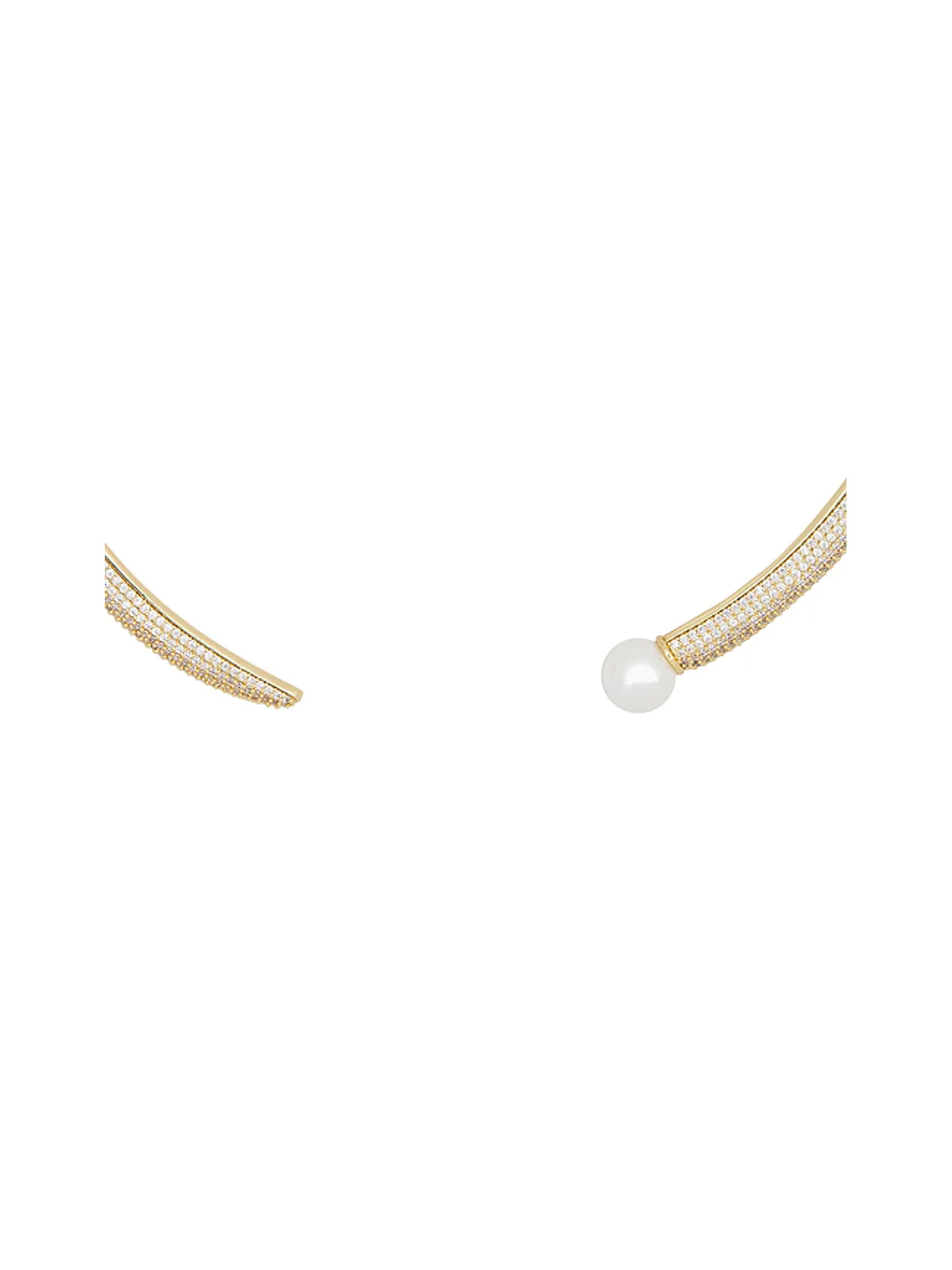 By Adina Eden PAVE X PEARL OPEN COLLAR チョーカーネックレス - 画像2