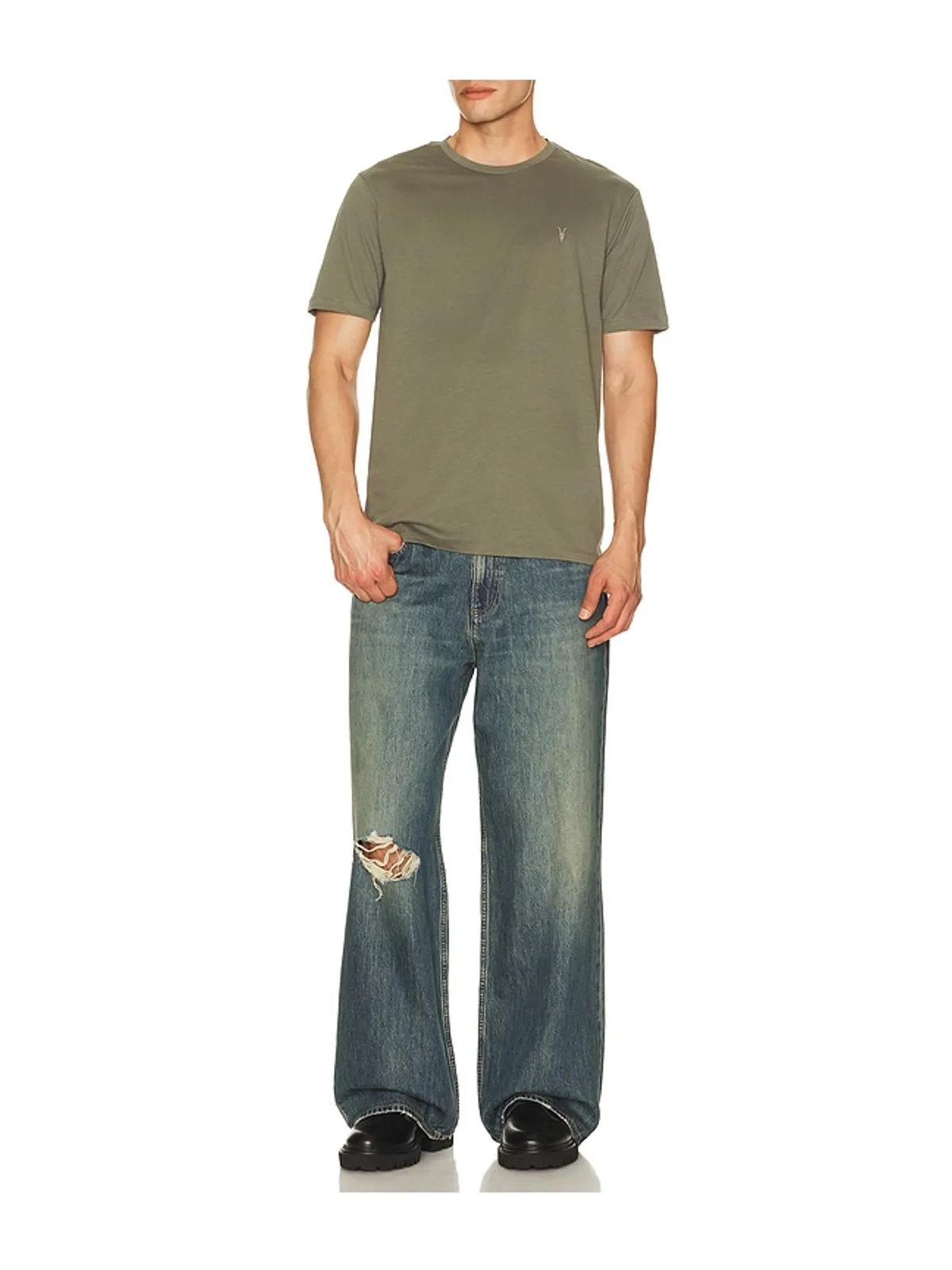 ALLSAINTS BRACE トップ - Olive,White. - 画像4