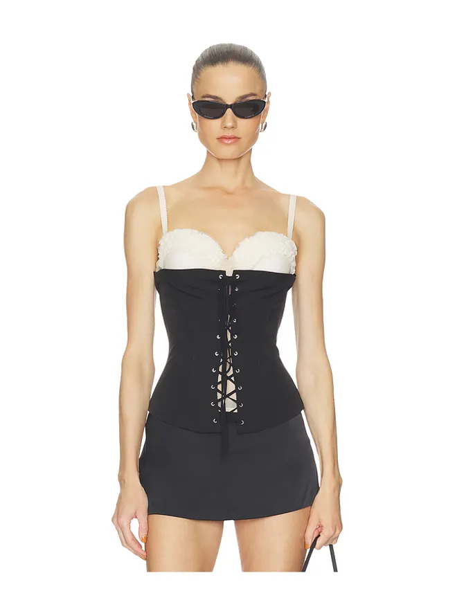 Aniye Records Aniye Records TEA BUSTIER トップ - Black,White.の商品画像