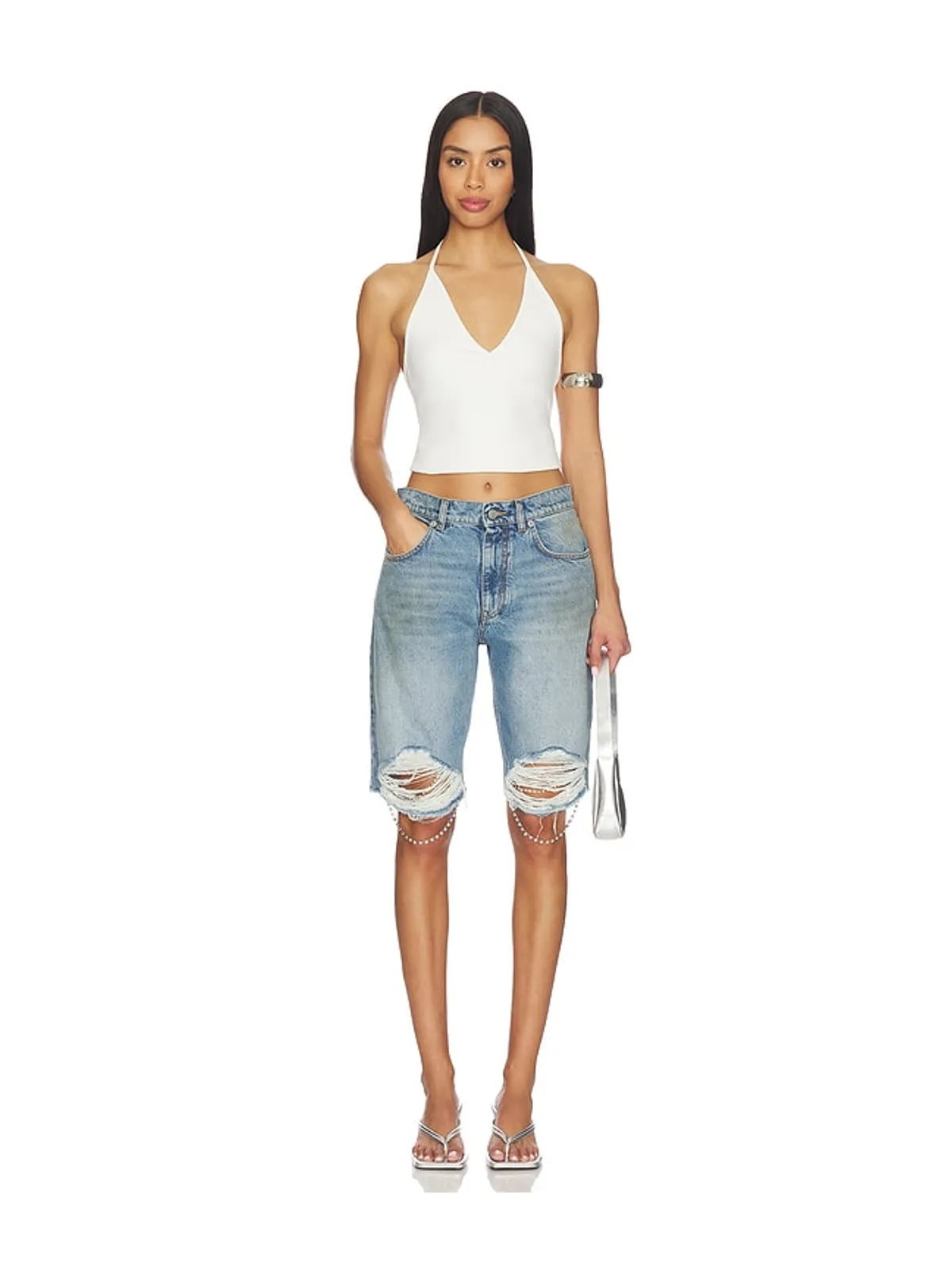 AREA CRYSTAL FRAY JEAN ショートパンツ - 画像5