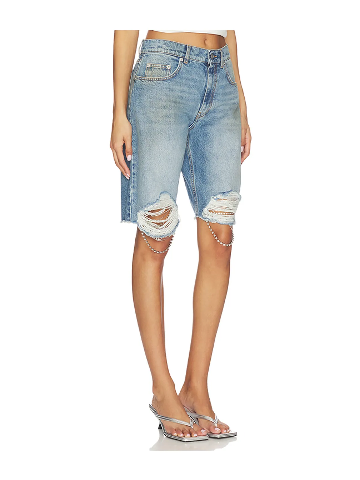 AREA CRYSTAL FRAY JEAN ショートパンツ - 画像2