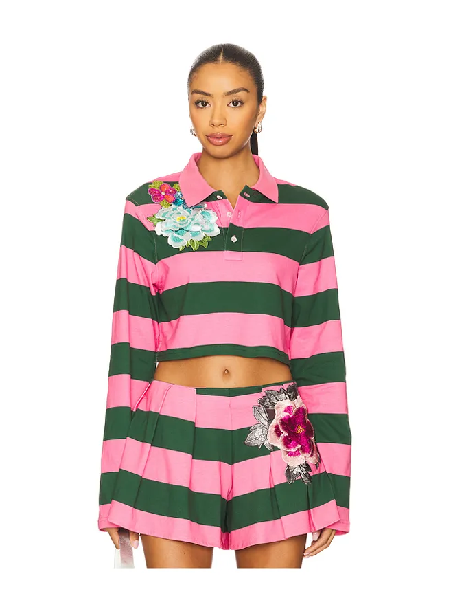 AREA AREA FLOWER トップ - Pink,Dark Green.の商品画像