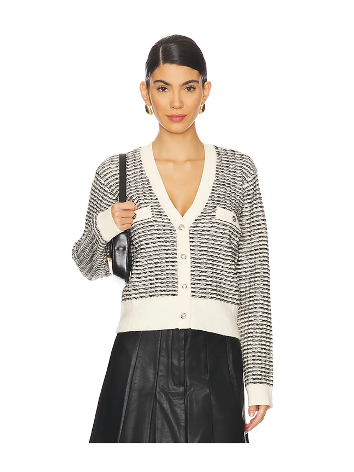 ASTR the Label ELLORY カーディガン - Black,Cream. - 画像1
