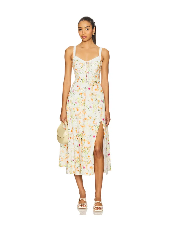 ASTR the Label ASTR the Label DRESS ミディ丈ドレス - Orange,Ivory.の商品画像