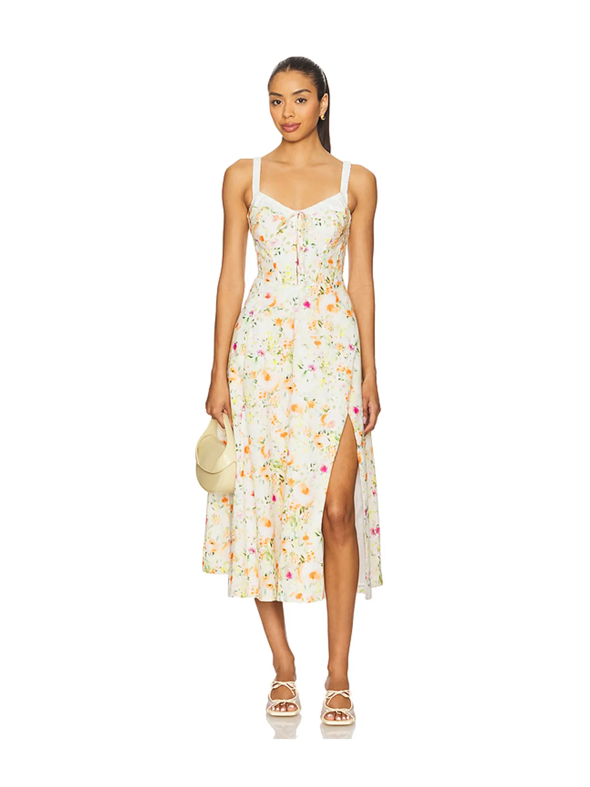 ASTR the Label DRESS ミディ丈ドレス - Orange,Ivory. - 画像1