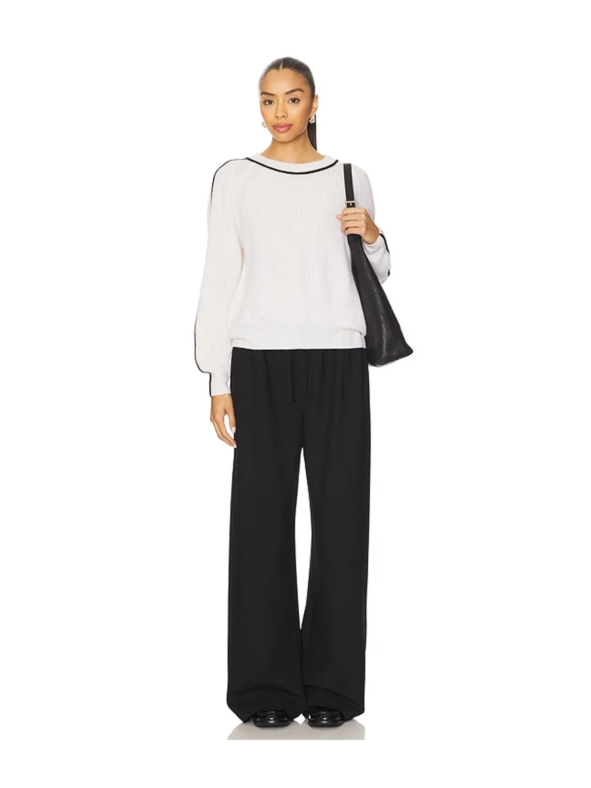 Autumn Cashmere クルーセーター - Black,White. - 画像4
