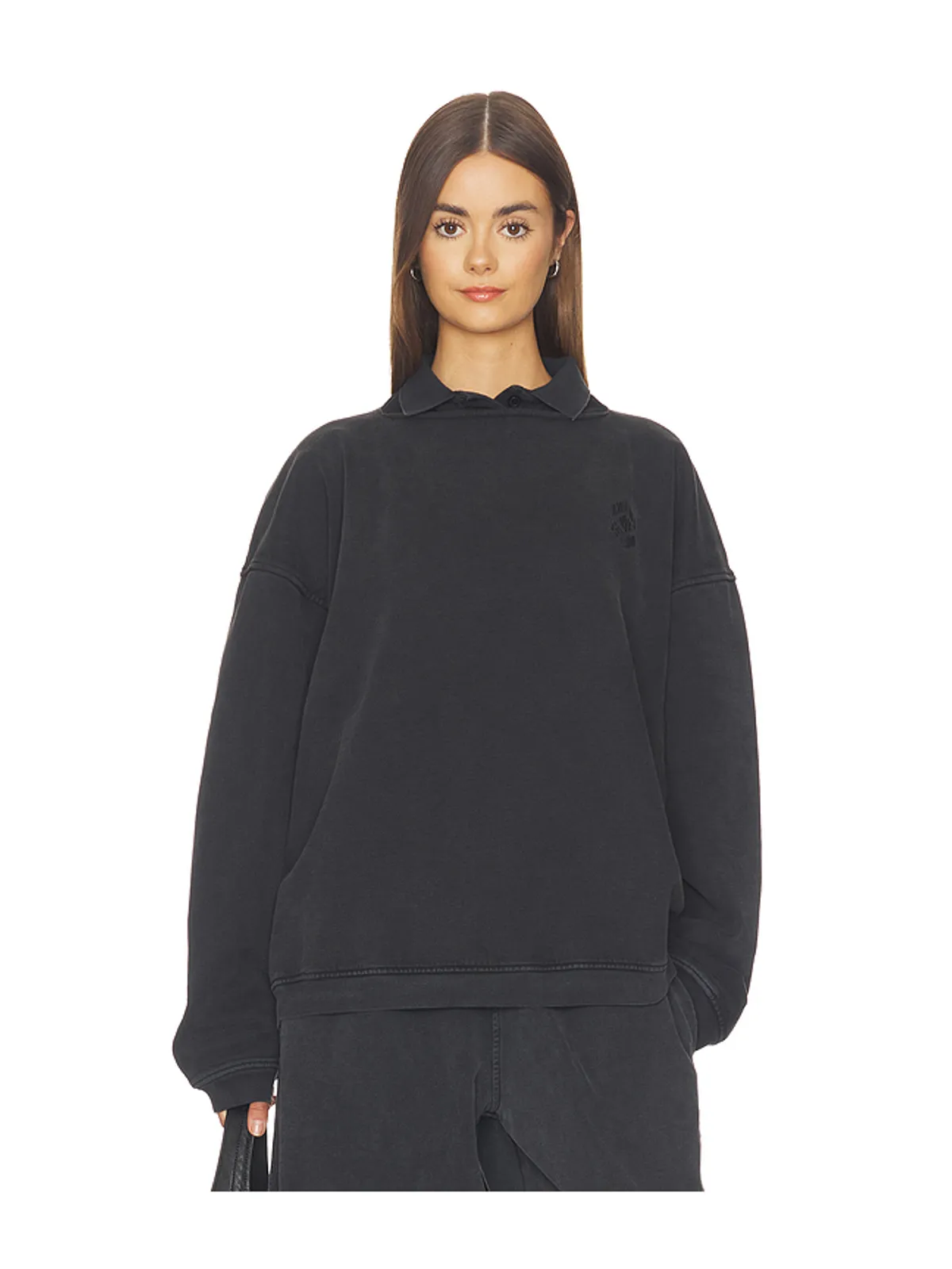 Alexander Wang PRESTYLED SLASHED CREWNECK WITH POLO DICKIE プルオーバー - 画像1