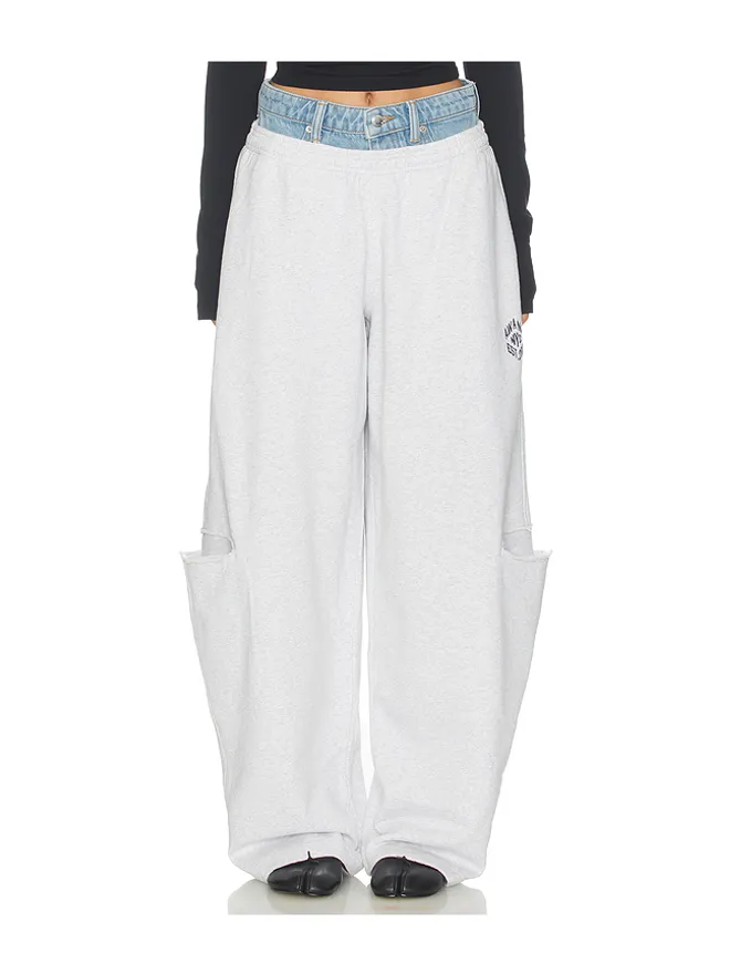 Alexander Wang Alexander Wang PRESTYLED SLASHED WITH DENIM WAISTBAND スウェットパンツの商品画像