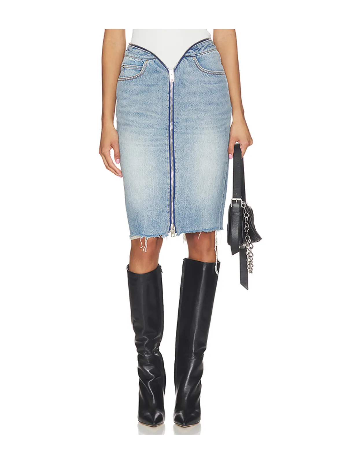 Alexander Wang DIPPED V ZIP WAISTBAND スカート - 画像1