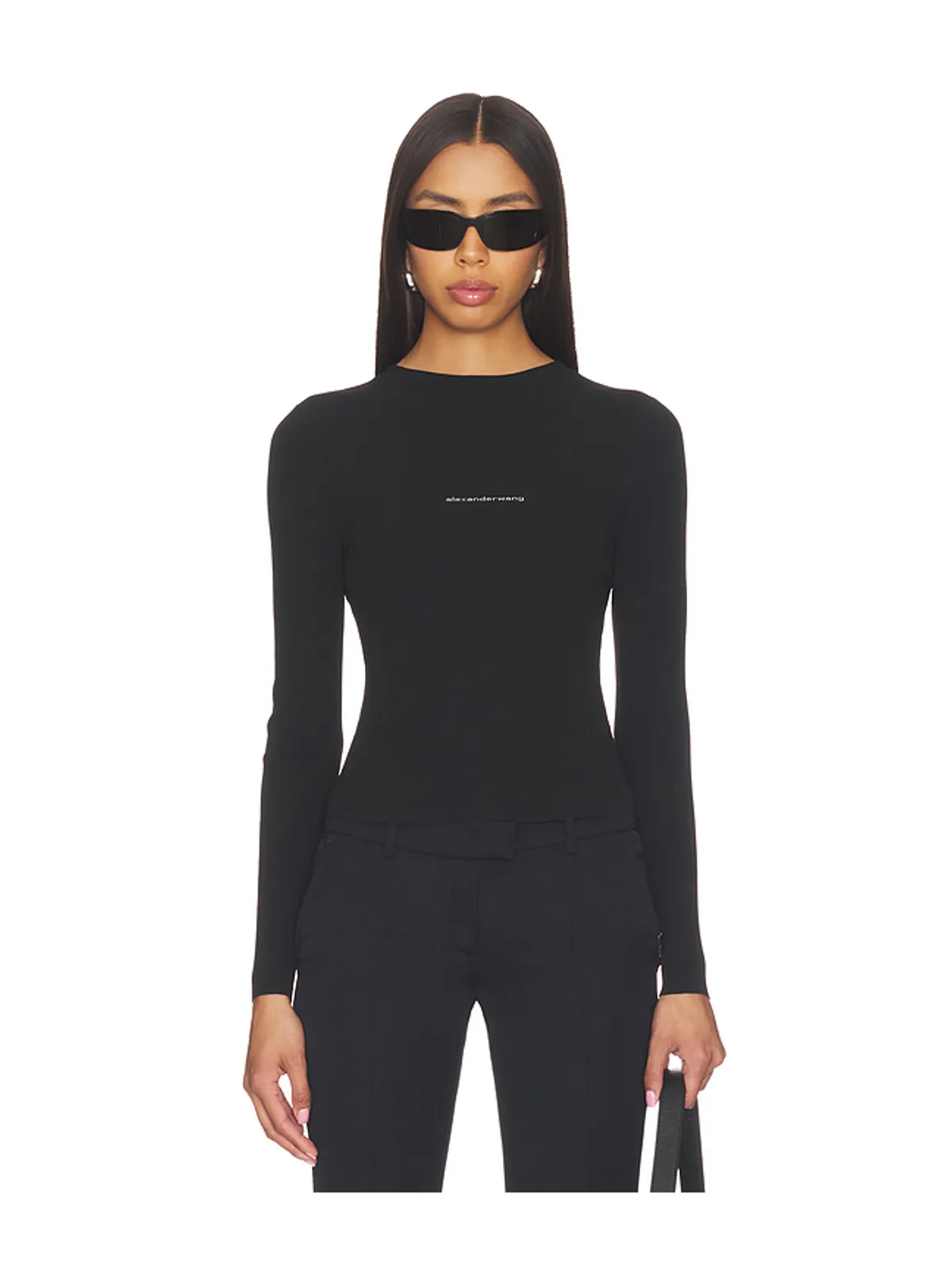 Alexander Wang LONG SLEEVE CREWNECK WITH JACQUARD LOGO トップ - 画像1