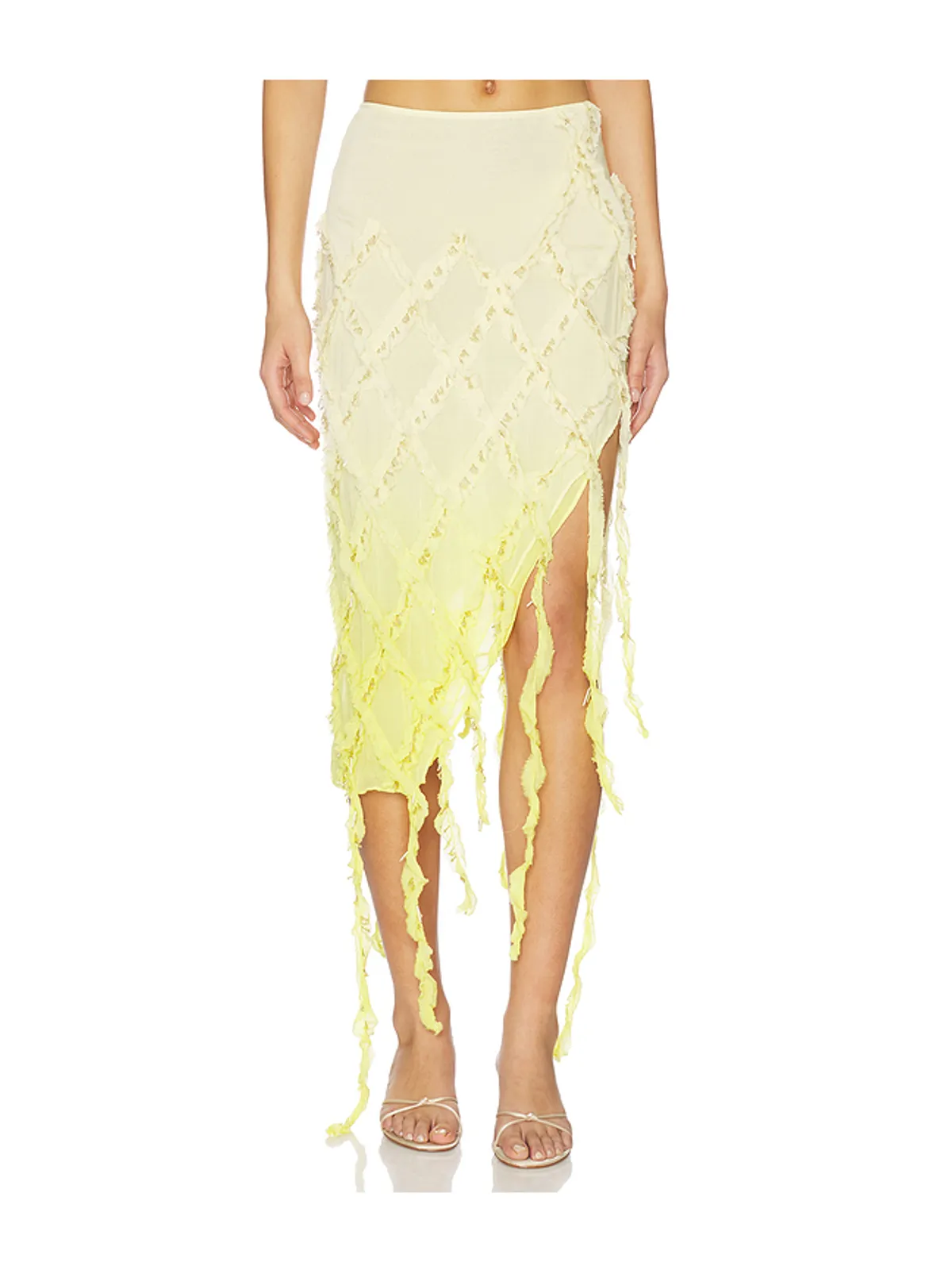 Blumarine EMBROIDERED CREPONNE スカート - White,Yellow. - 画像1