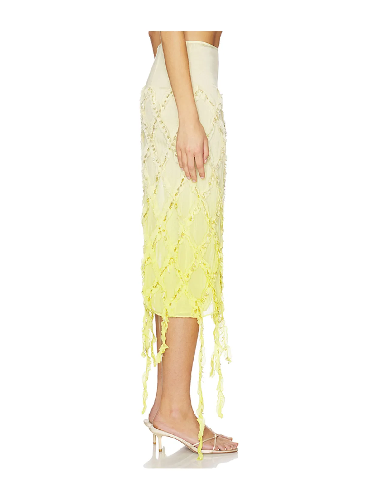 Blumarine EMBROIDERED CREPONNE スカート - White,Yellow. - 画像2