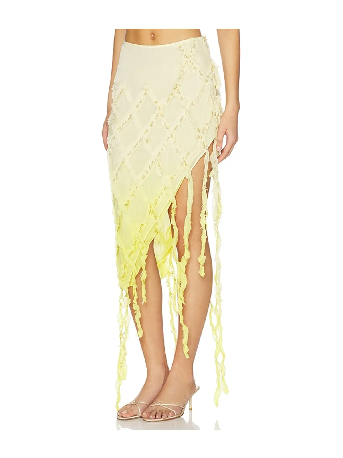 Blumarine EMBROIDERED CREPONNE スカート - White,Yellow. - 画像3