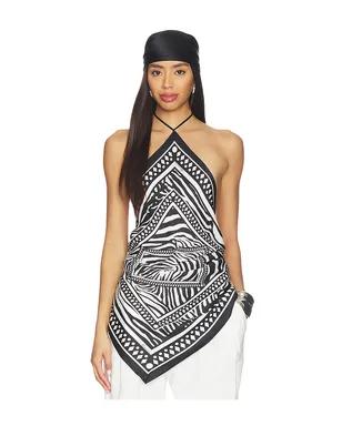 Blumarine PRINT TWILL トップ - Black,White. - サムネイル1