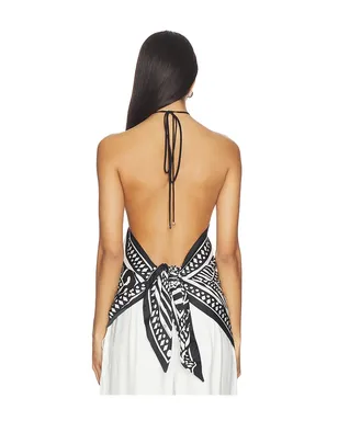 Blumarine PRINT TWILL トップ - Black,White. - サムネイル4