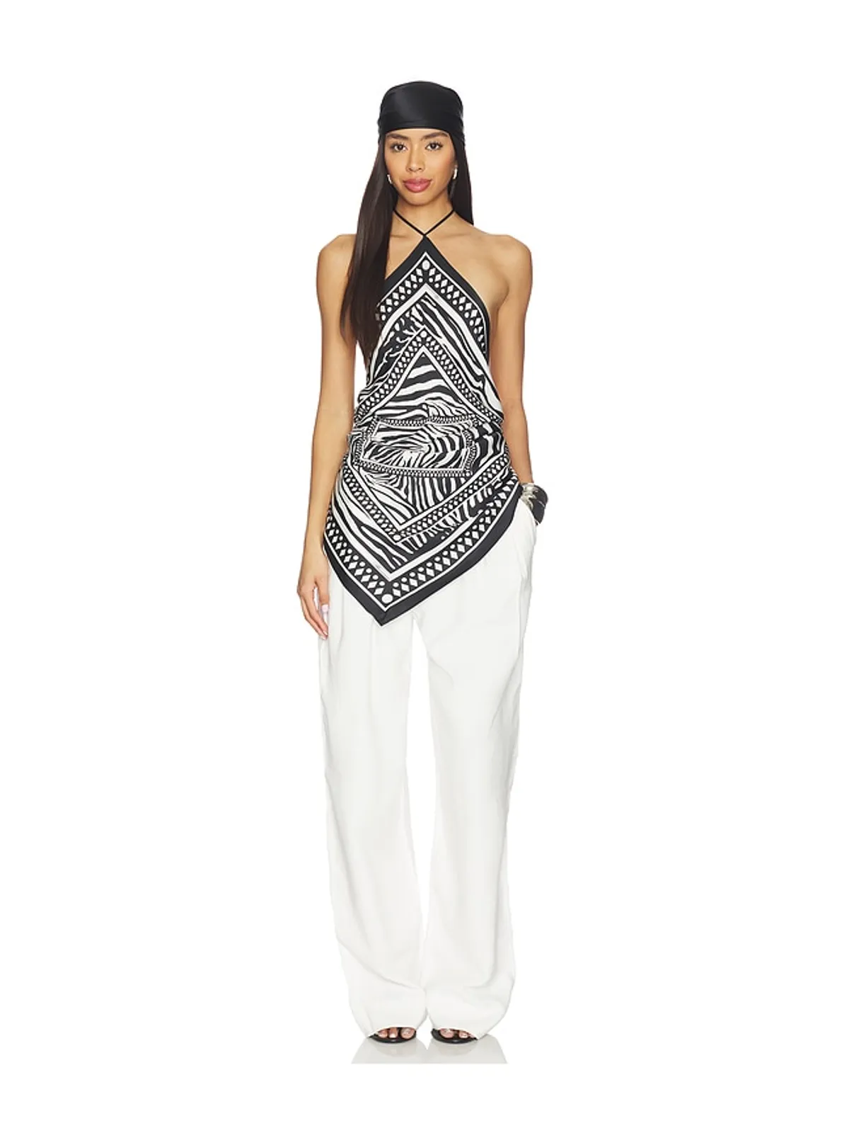 Blumarine PRINT TWILL トップ - Black,White. - 画像5