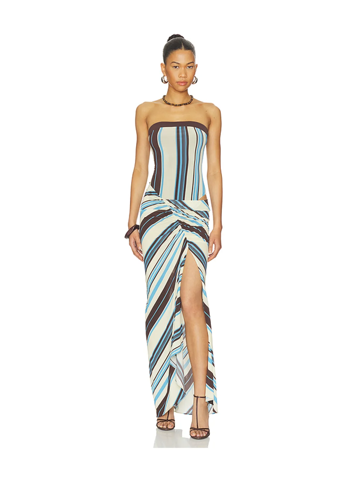 Benni RUMI STRAPLESS MAXI ドレス - Blue,Brown. - 画像1