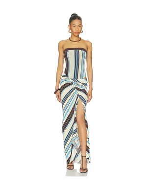 Benni RUMI STRAPLESS MAXI ドレス - Blue,Brown. - サムネイル1