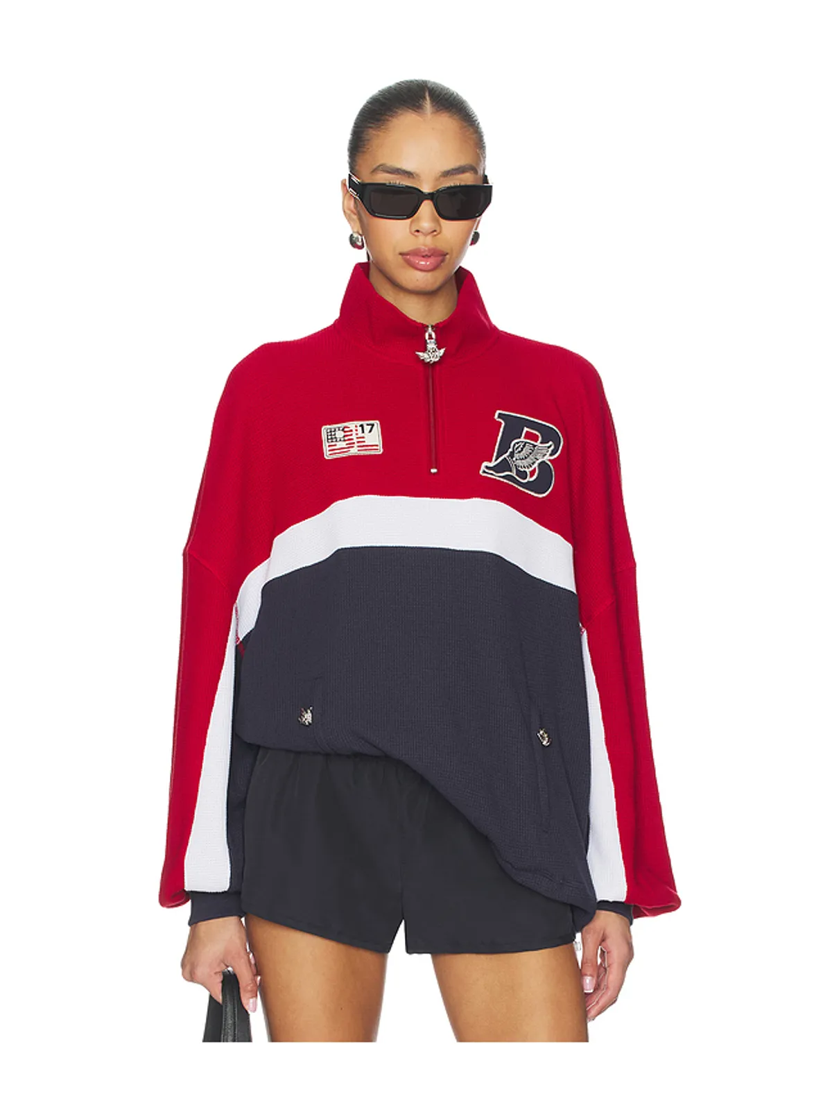 Boys Lie OFF DUTY A1 ALEX クルースウェットシャツ - Red, Navy. - 画像2