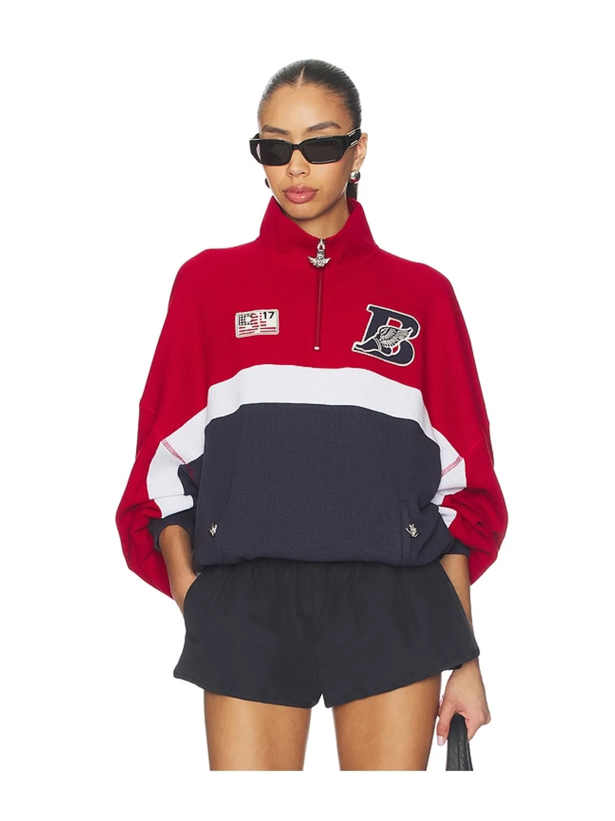 Boys Lie OFF DUTY A1 ALEX クルースウェットシャツ - Red, Navy. - 画像3