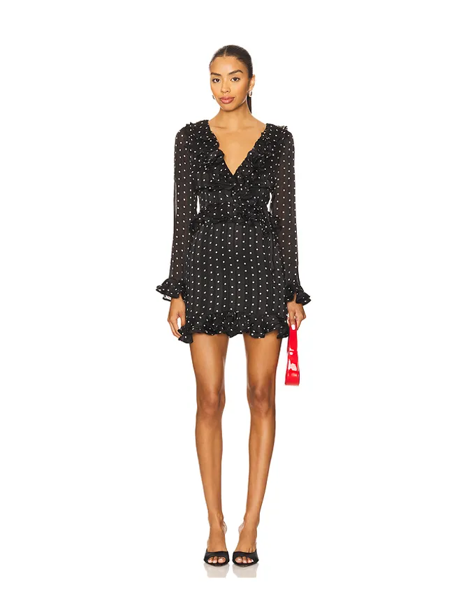 Bardot Bardot フリルディテールスポットミニドレスの商品画像