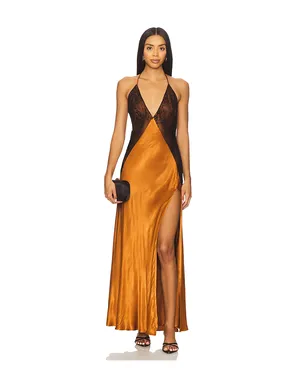 Bardot ESTRELLA ホルターネックマキシドレス - Burnt Orange,Black. - サムネイル1