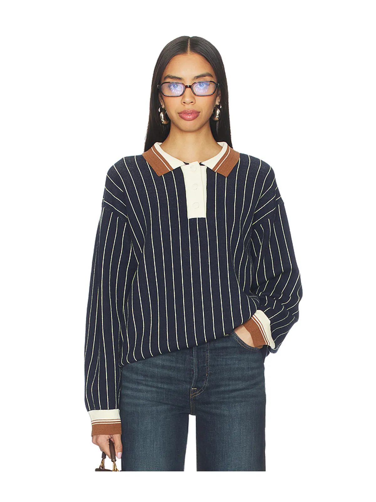 Baum und Pferdgarten CHIRA トップ - Navy,Yellow. - 画像1