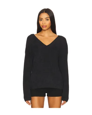 Barefoot Dreams RIBBED V PULLOVER WITH BACK TIE バックリボン付き リブ編みVネックプルオーバー - サムネイル1