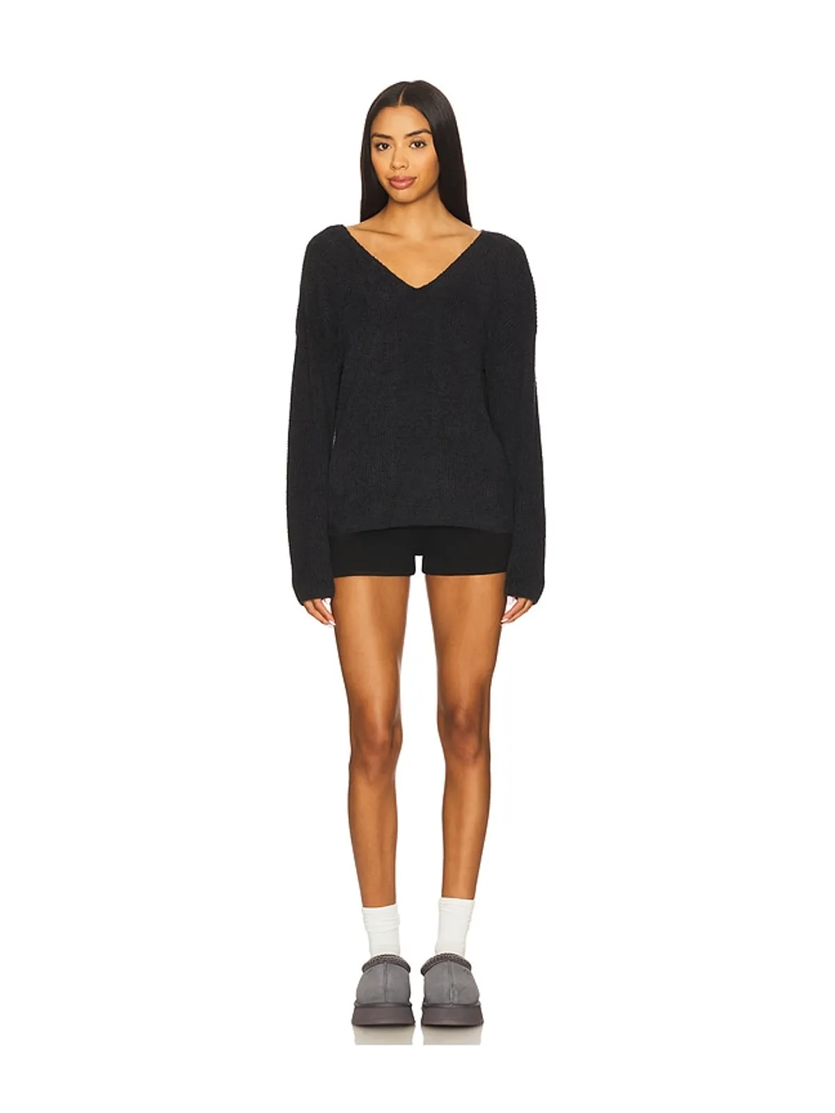 Barefoot Dreams RIBBED V PULLOVER WITH BACK TIE バックリボン付き リブ編みVネックプルオーバー - 画像5
