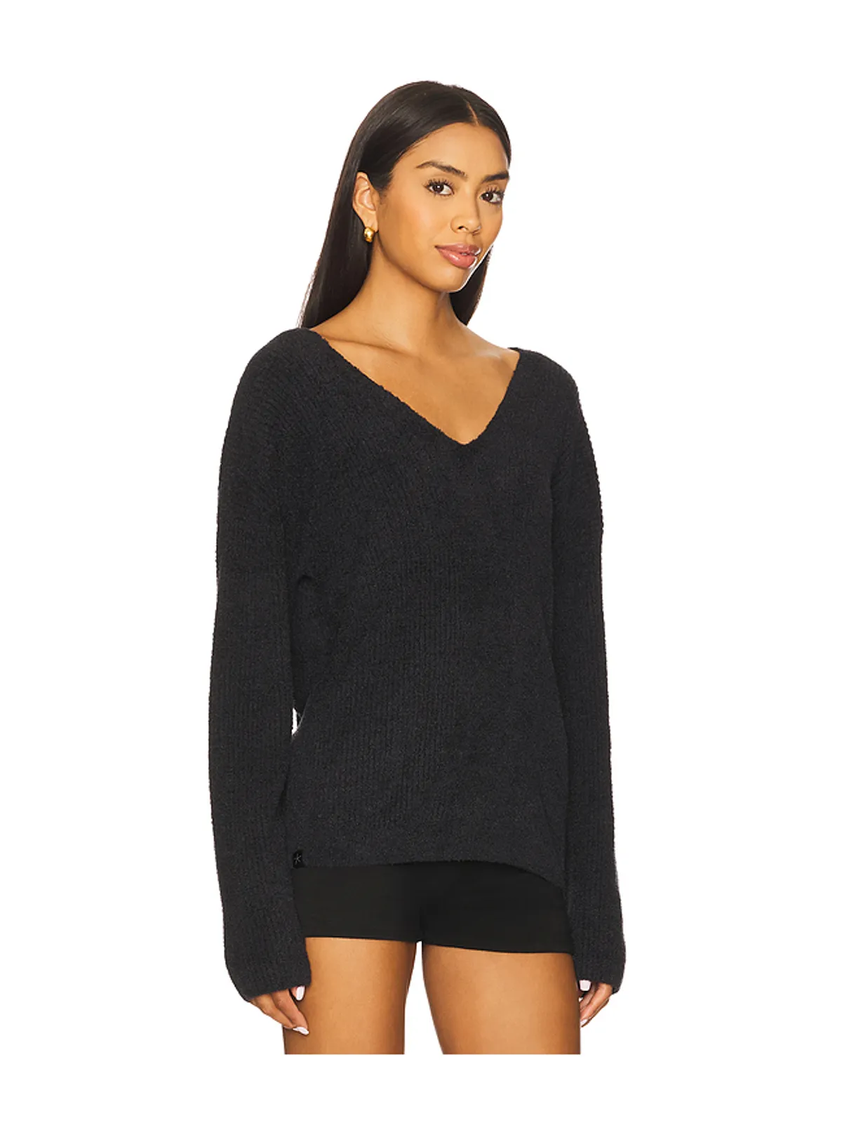 Barefoot Dreams RIBBED V PULLOVER WITH BACK TIE バックリボン付き リブ編みVネックプルオーバー - 画像2