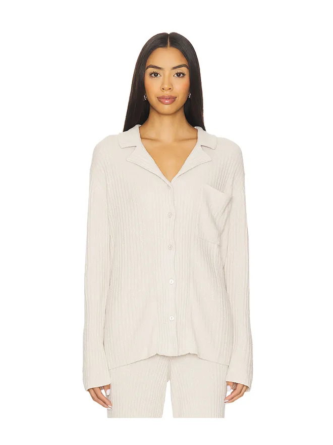 Barefoot Dreams Barefoot Dreams COZYCHIC ULTRA LITE LUREX RIB BUTTON FRONT SHIRT コージーシック 軽量 ルレックスリブボタンフロントシャツの商品画像