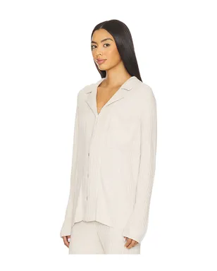 Barefoot Dreams COZYCHIC ULTRA LITE LUREX RIB BUTTON FRONT SHIRT コージーシック 軽量 ルレックスリブボタンフロントシャツ - サムネイル2