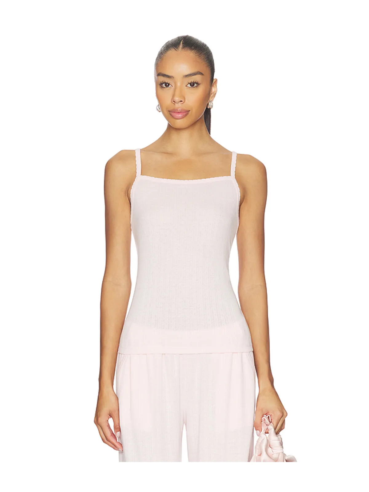 Barefoot Dreams POINTELLE RIB TANK WITH SCALLOP TRIM キャミソール - 画像1