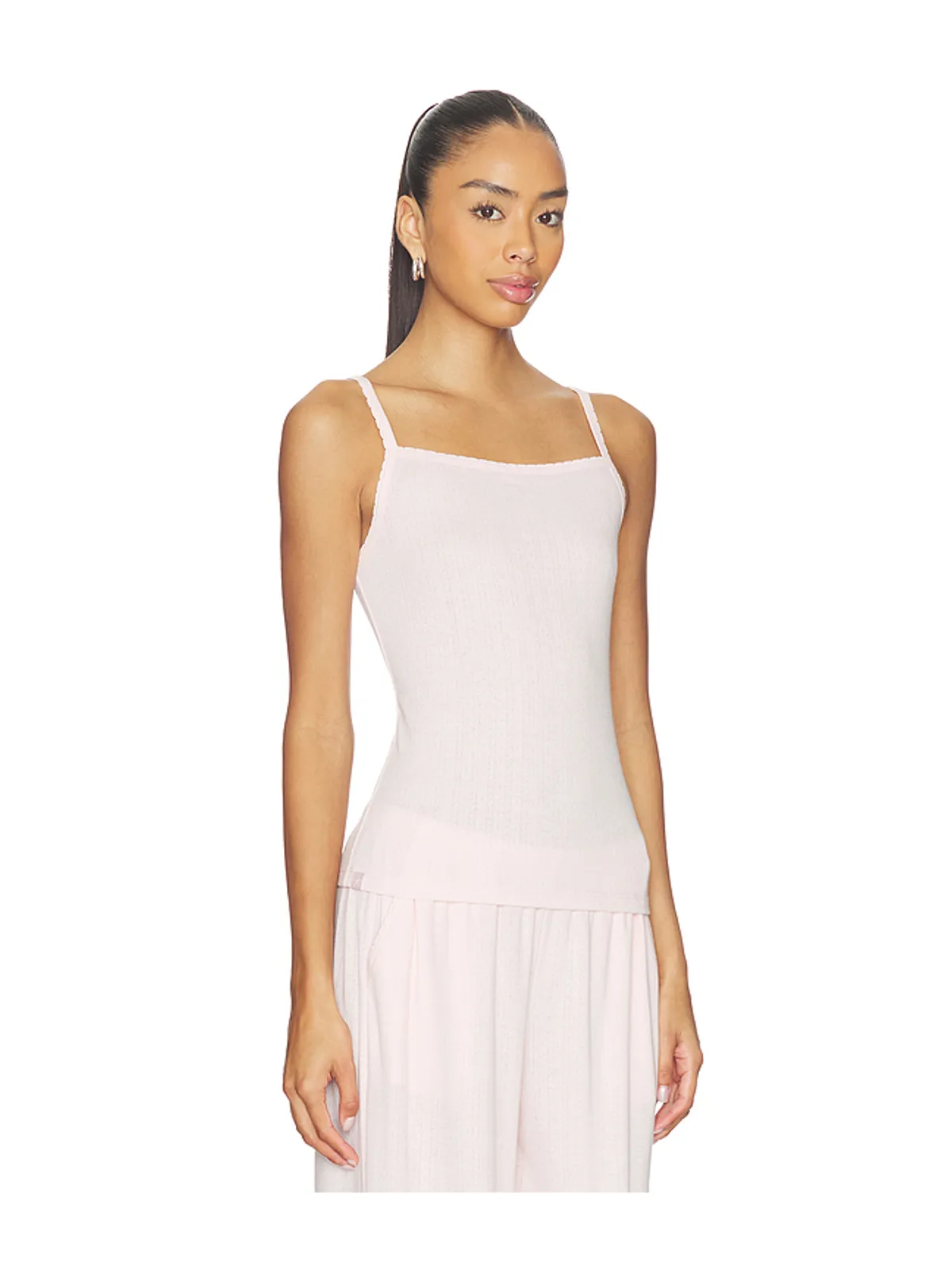 Barefoot Dreams POINTELLE RIB TANK WITH SCALLOP TRIM キャミソール - 画像2