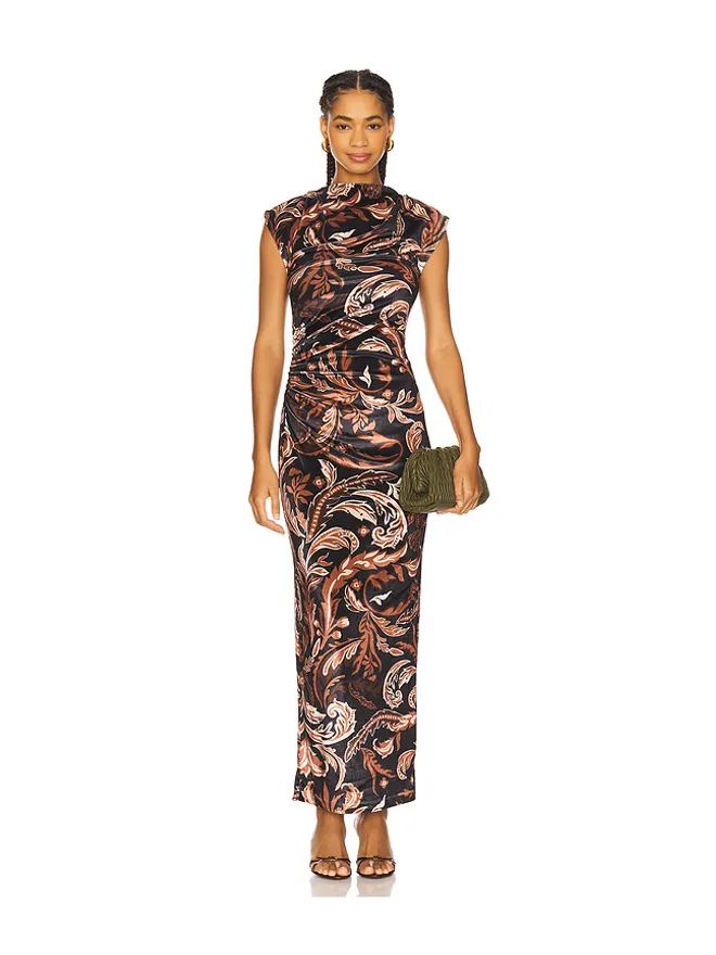 HEMANT AND NANDITA HEMANT AND NANDITA DRESS ミディ丈ドレス - Black,Rust.の商品画像