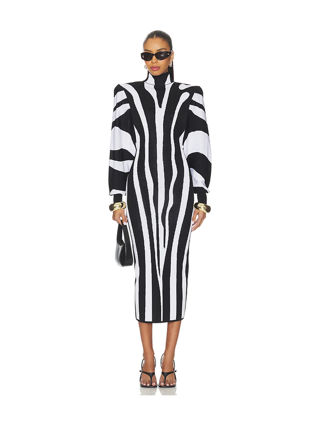 BALMAIN ZEBRA バットウィングドレス - Black,White. - 画像1