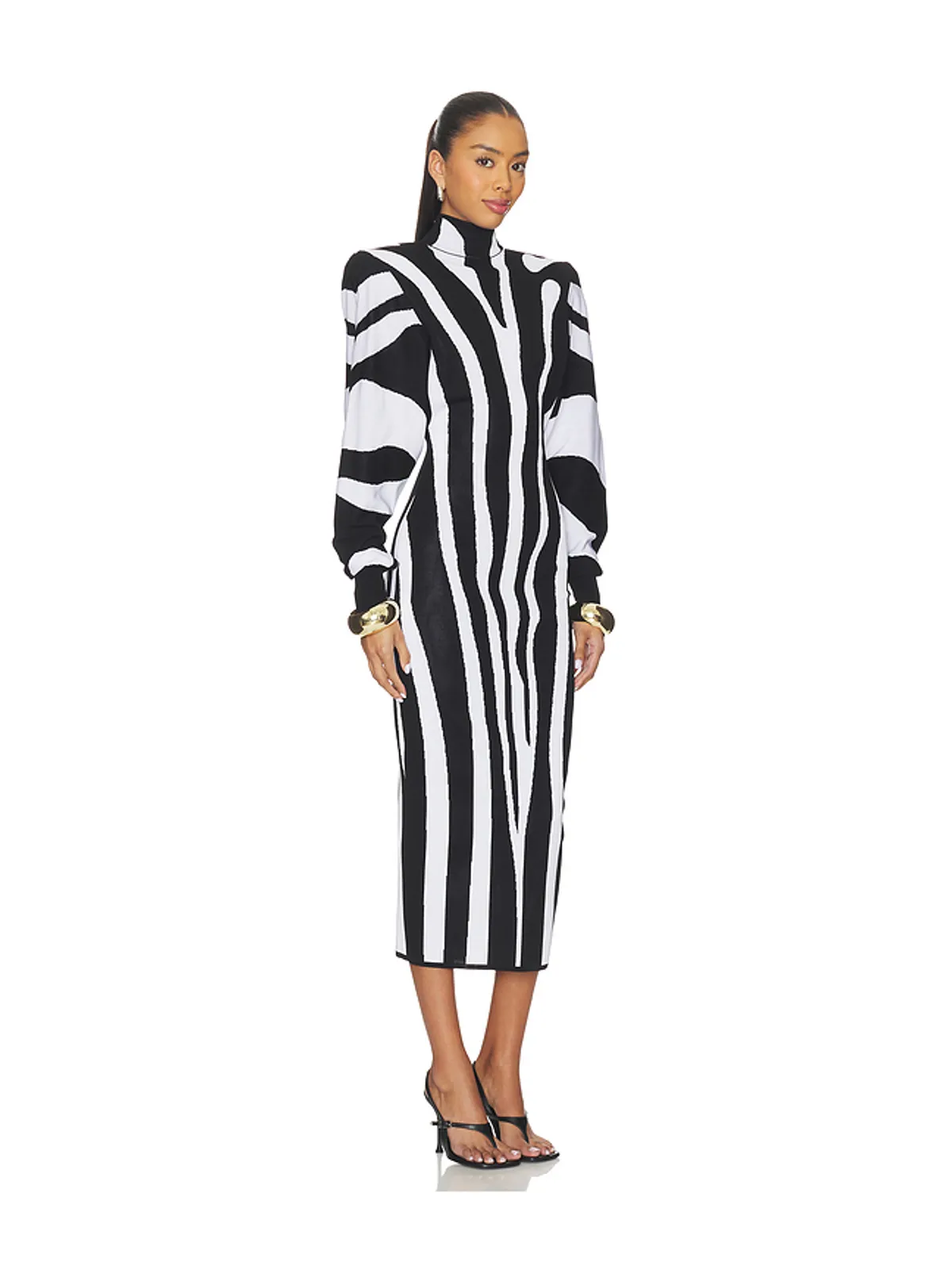 BALMAIN ZEBRA バットウィングドレス - Black,White. - 画像2