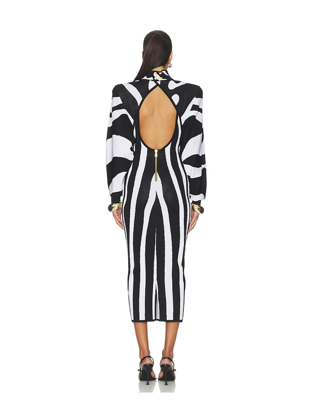 BALMAIN ZEBRA バットウィングドレス - Black,White. - 画像3