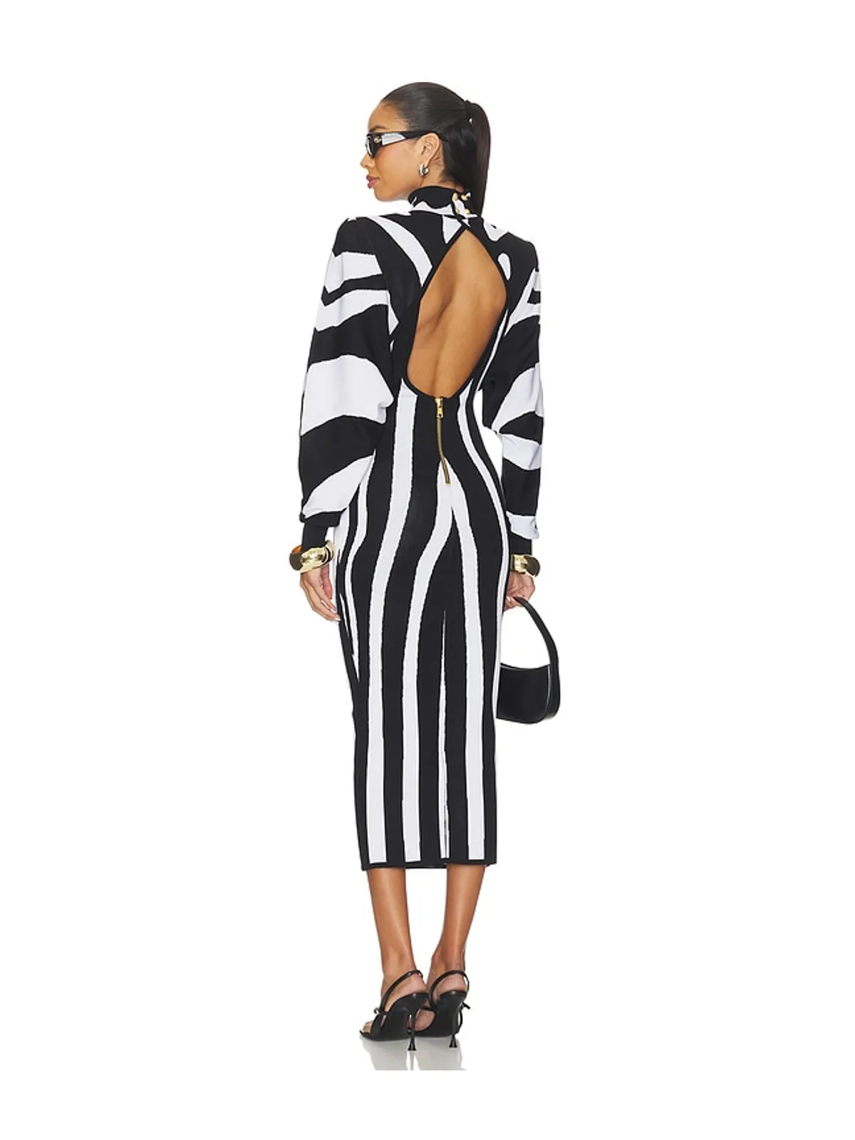 BALMAIN ZEBRA バットウィングドレス - Black,White. - 画像4