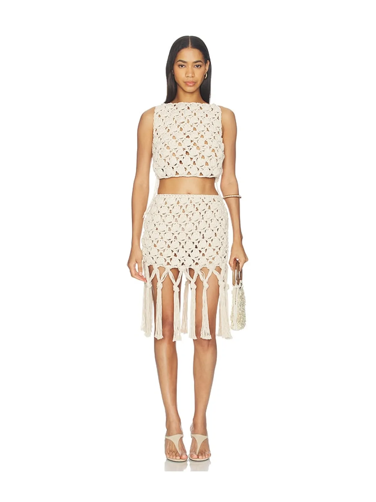 BALMAIN CROCHET COTTON KNIT スカート - 画像5