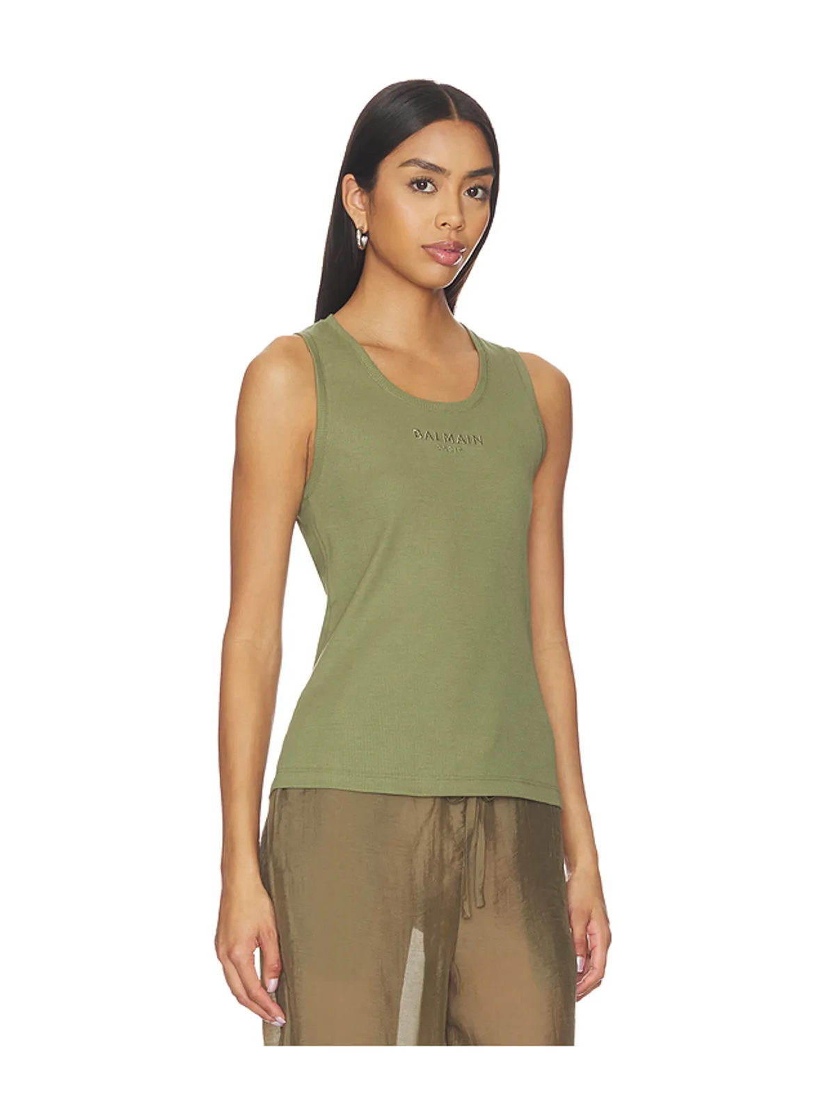 BALMAIN SMALL BALMAIN PARIS EMBROIDERED JERSEY TANK トップ - 画像2