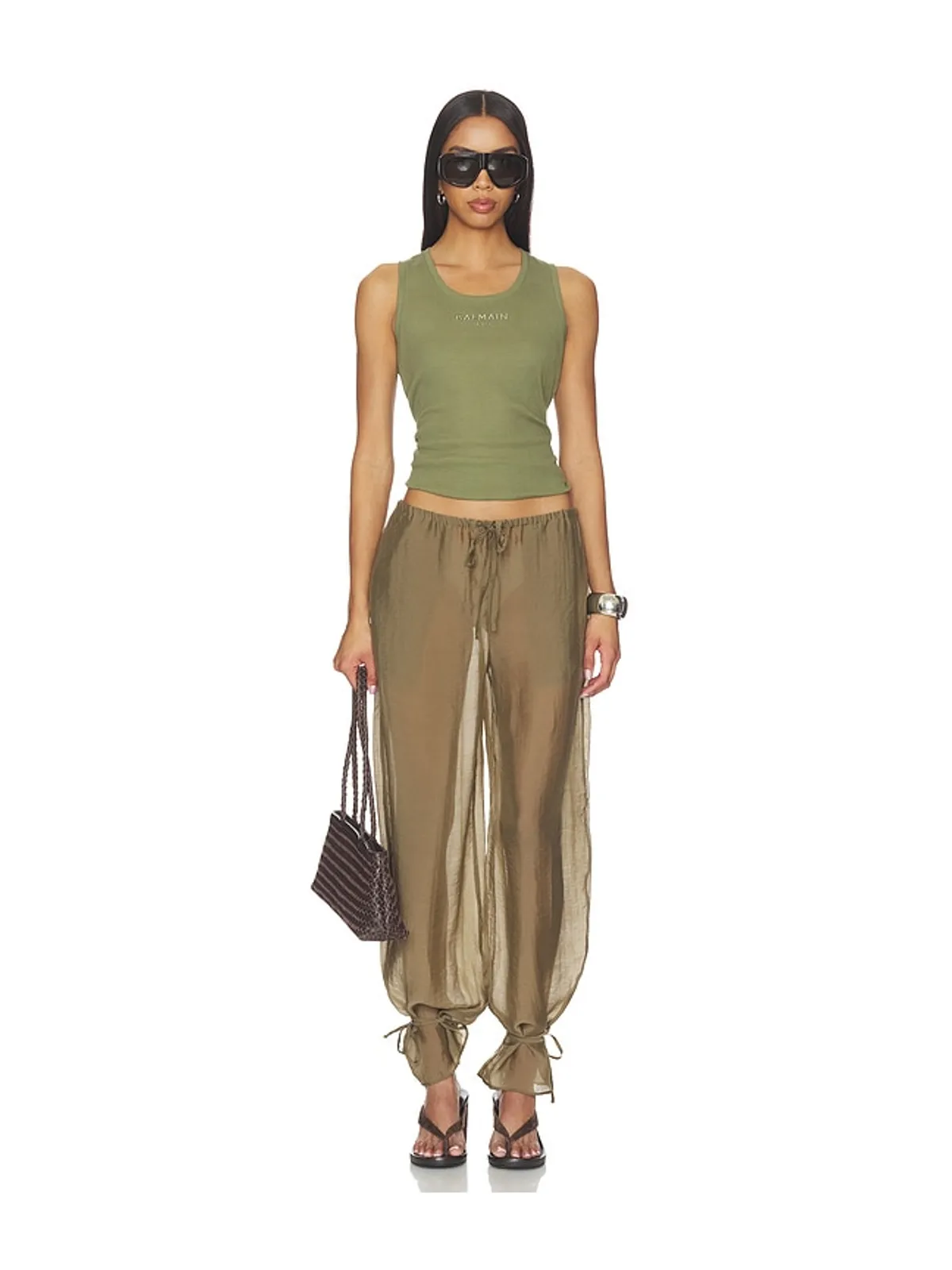 BALMAIN SMALL BALMAIN PARIS EMBROIDERED JERSEY TANK トップ - 画像4