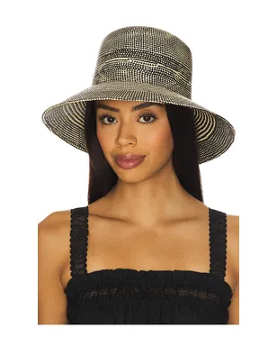 Brixton PANAMA ネイビーパナマストローバケットハット - Black,Neutral. - サムネイル1